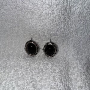 Black and Silver Oval Earrings